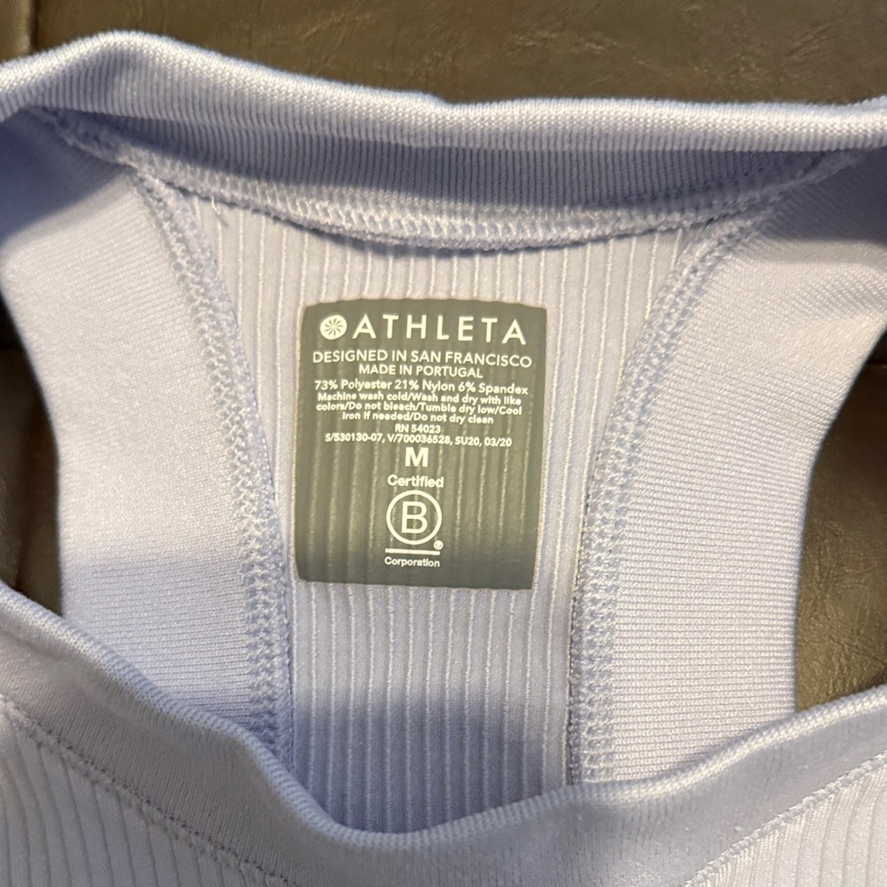 Athleta Soft Blue Ribbed Top - Picture 2 of 3